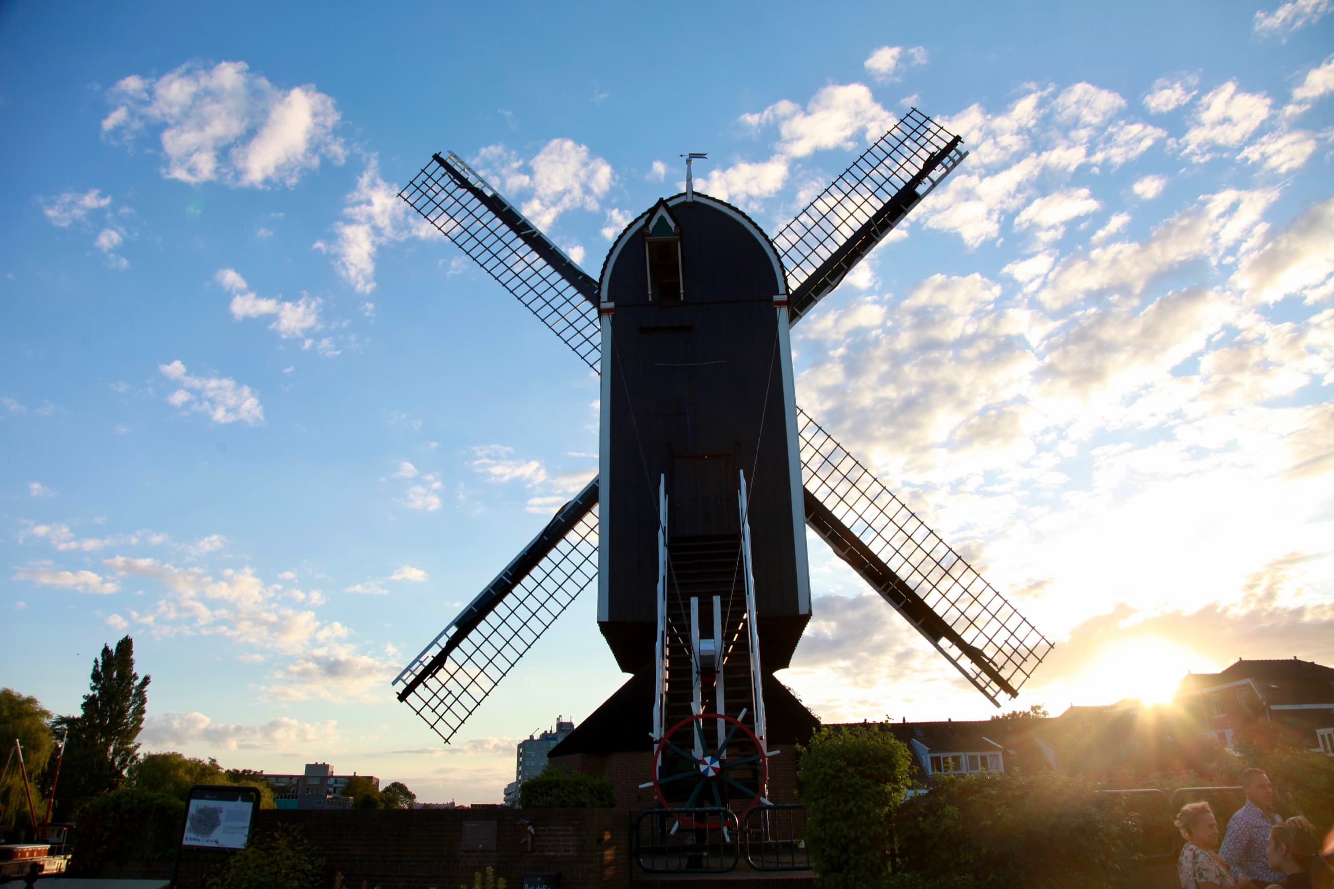 Molen De Put at golden hour in Leiden