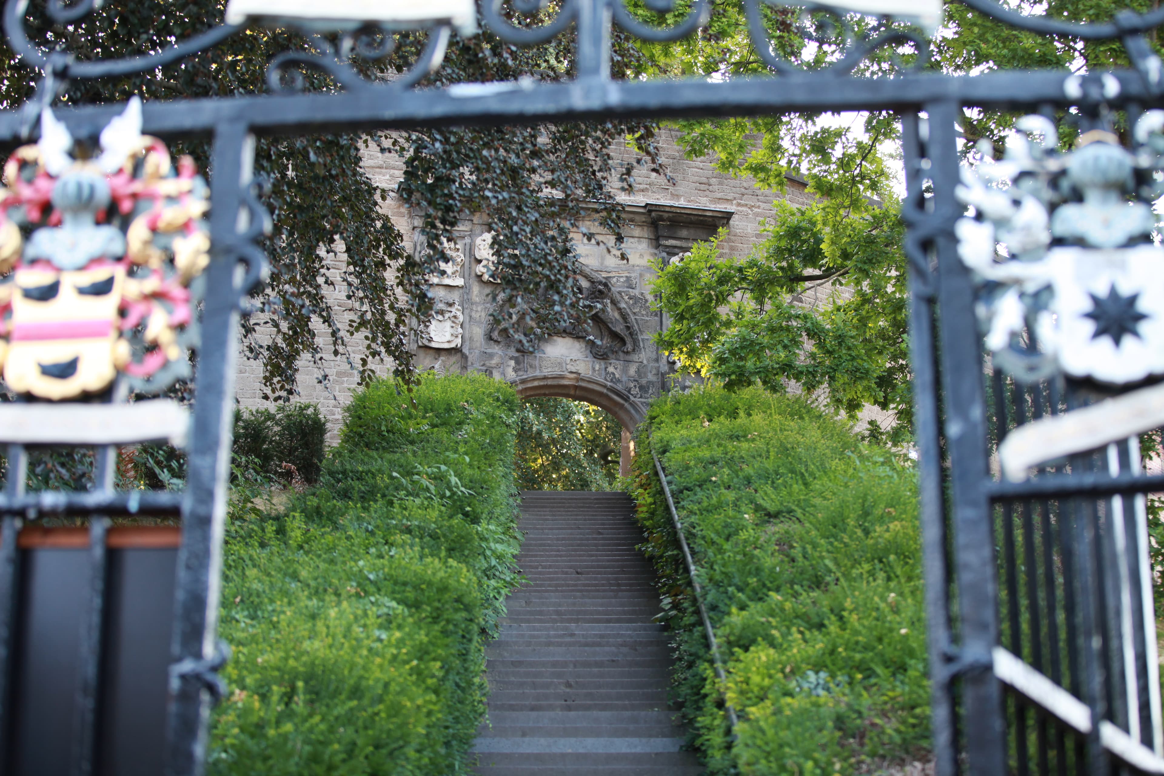 The gate and gardens of De Burcht in Leiden