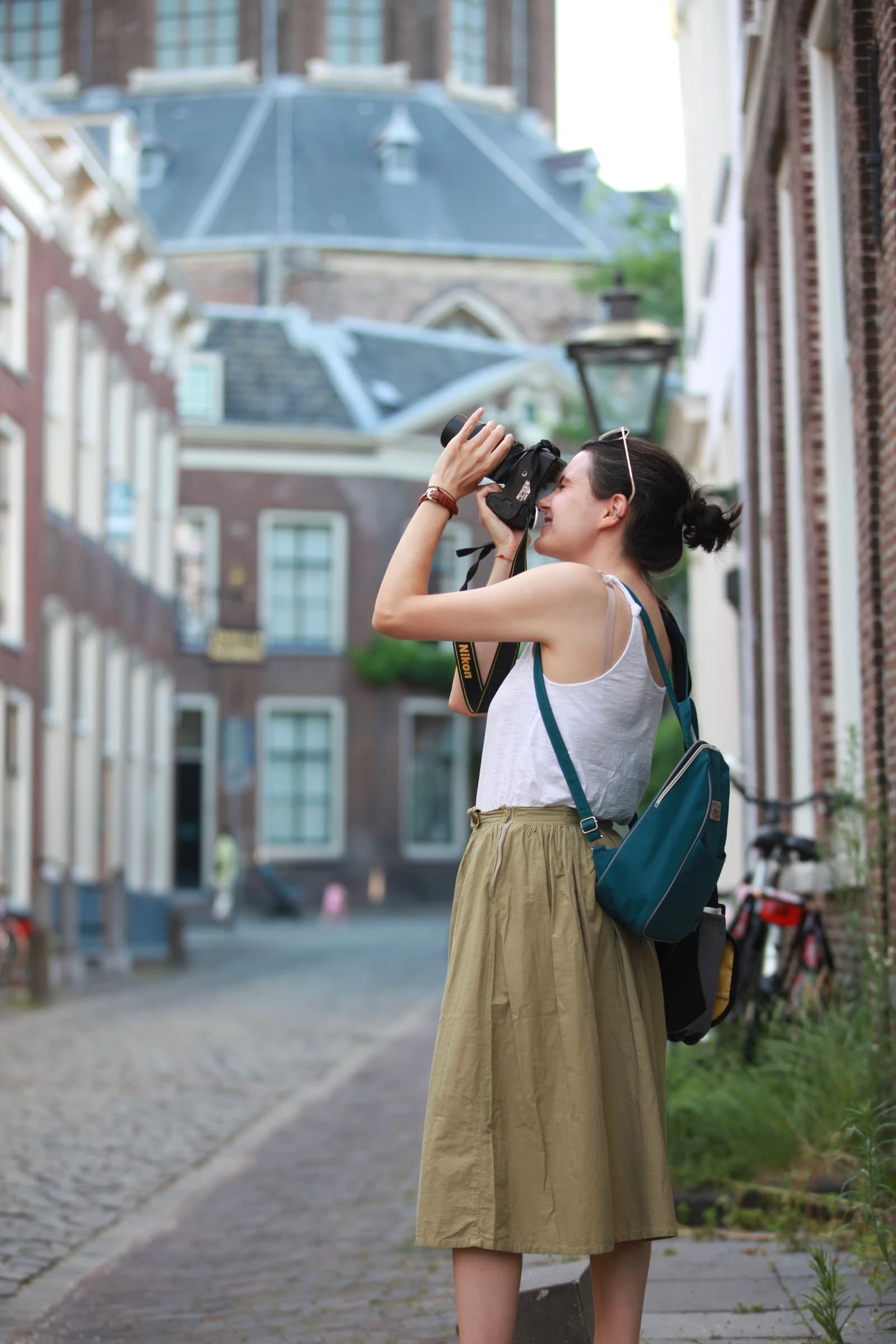 Photographer shooting historic architecture in Leiden
