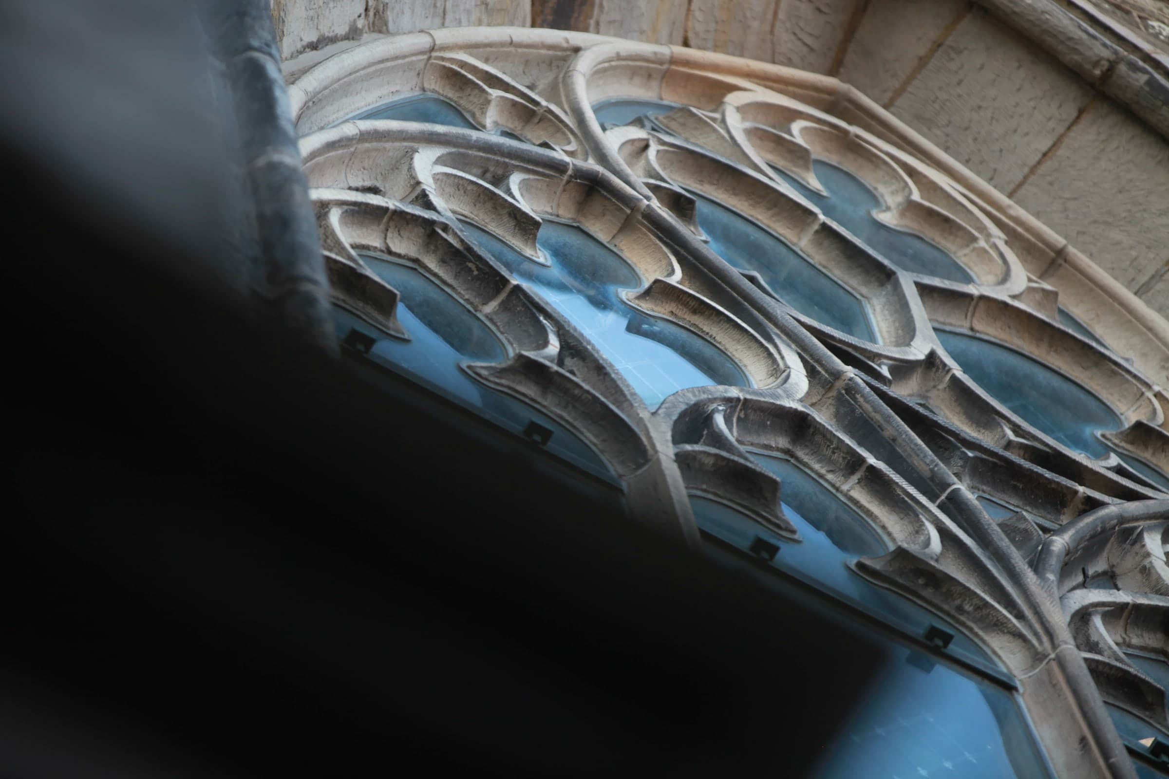 Gothic tracery seen from below in Leiden
