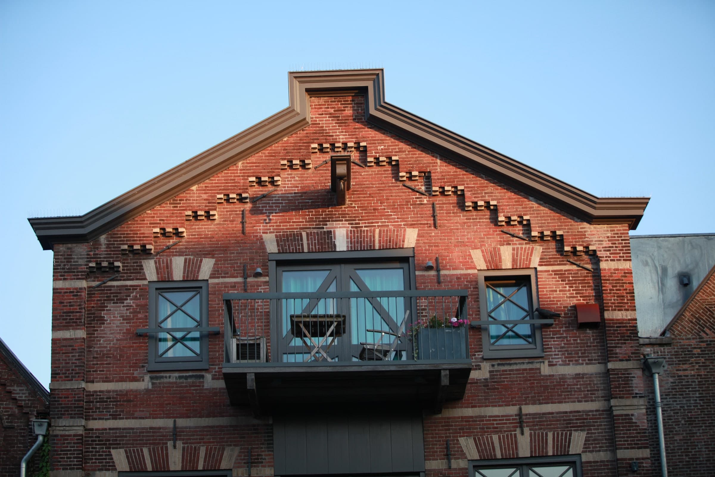 Historic warehouse facade in Leiden