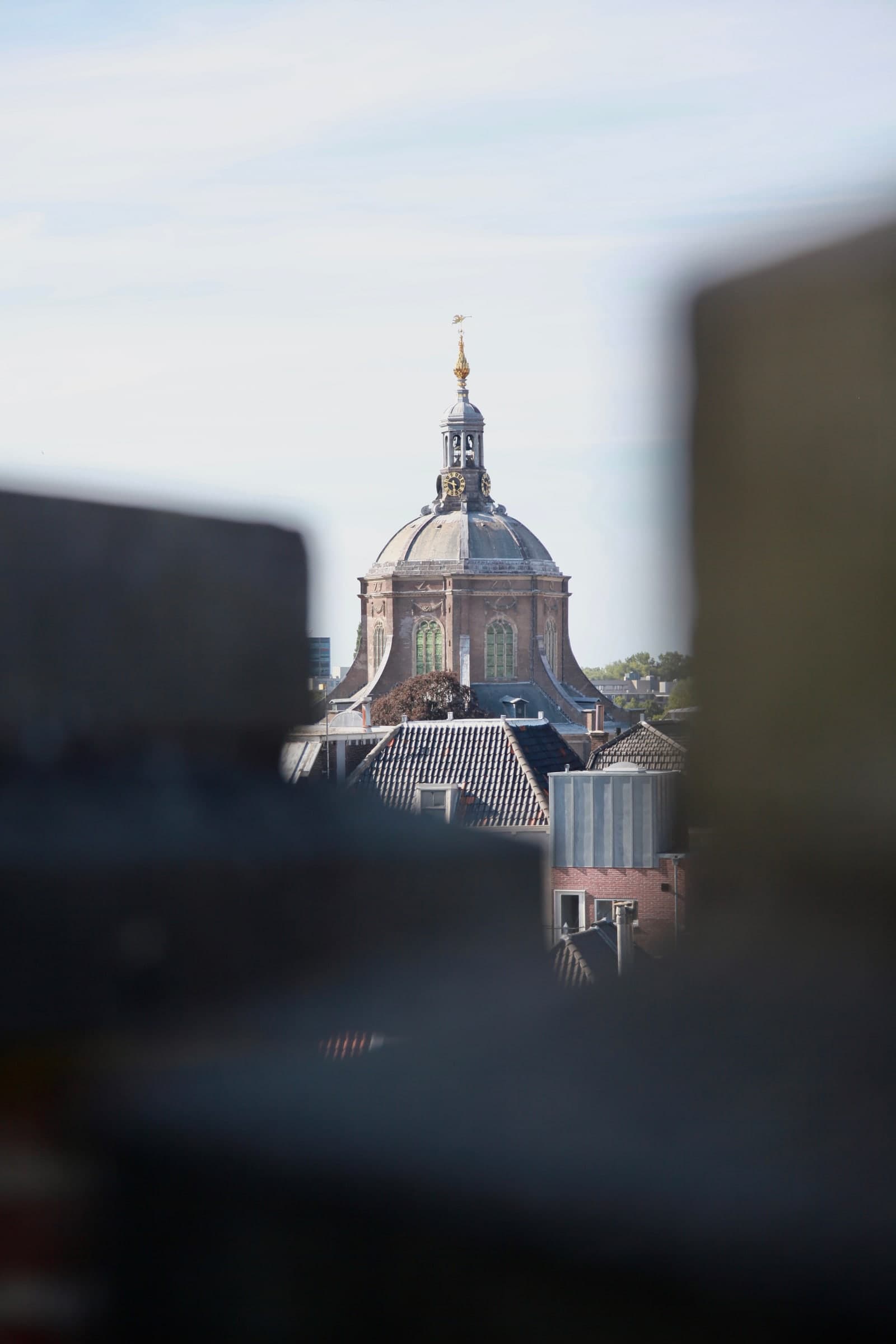 Rooftop view towards Hartebrugkerk in Leiden