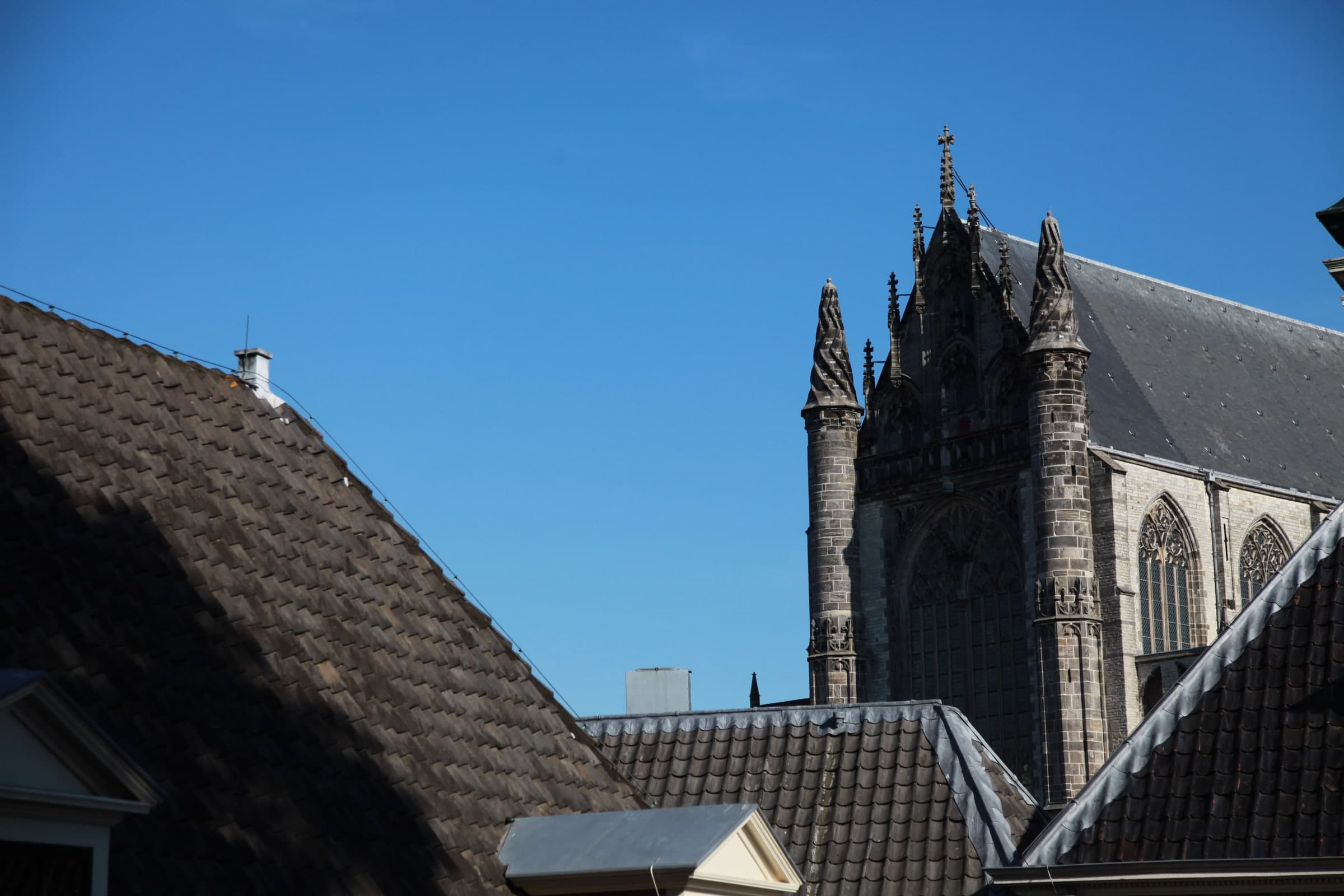 Church roof from De Burcht in Leiden