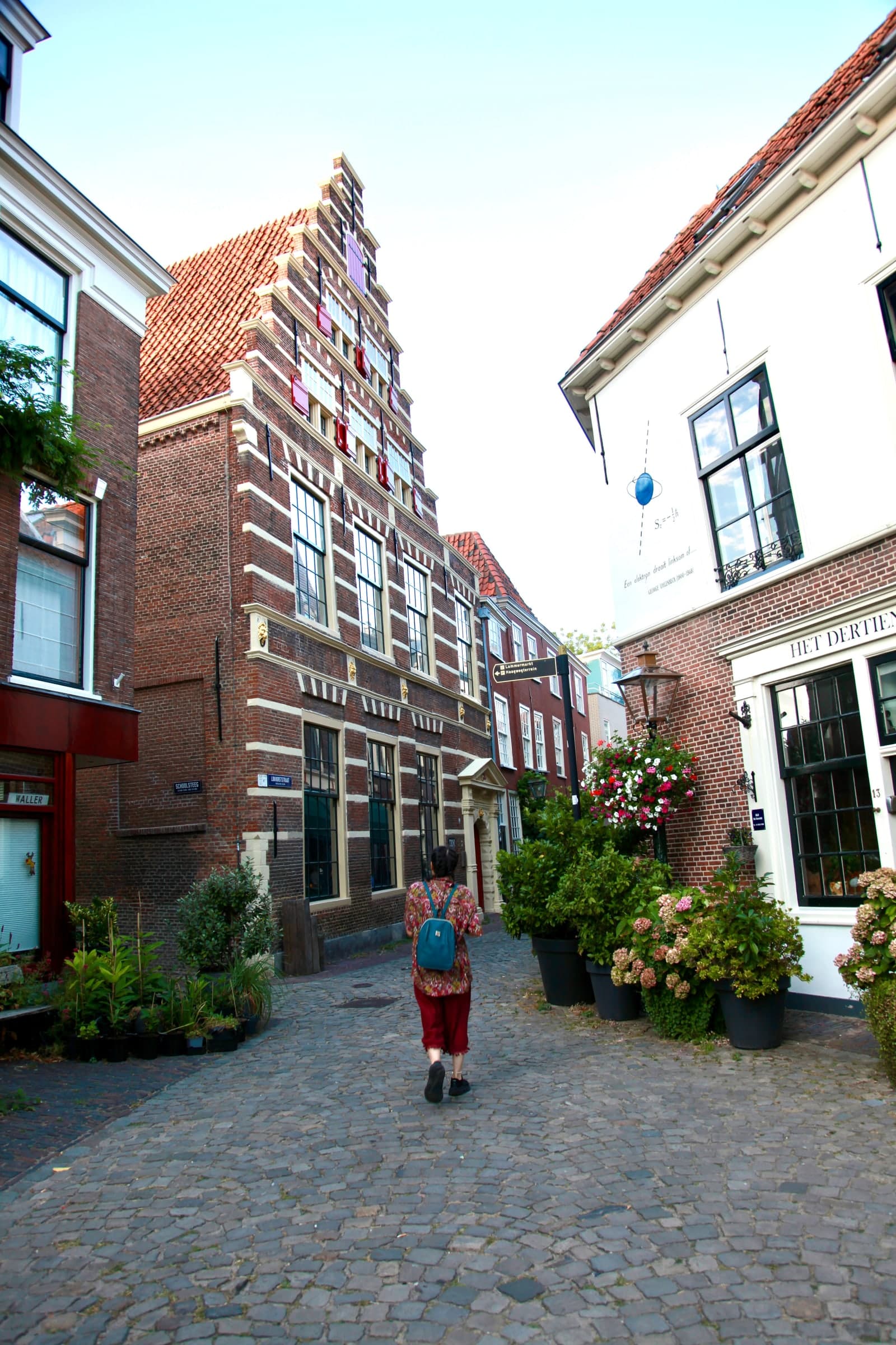 Summer street near Hooglandse Kerk in Leiden