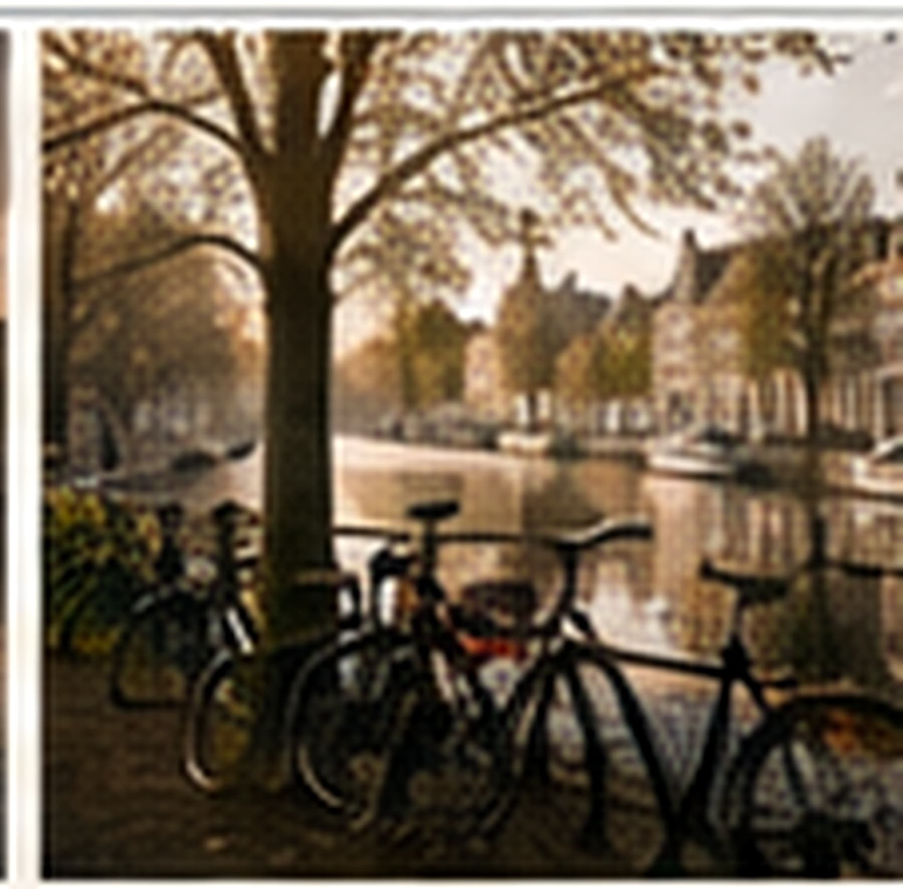 Quiet Leiden canal with bicycles