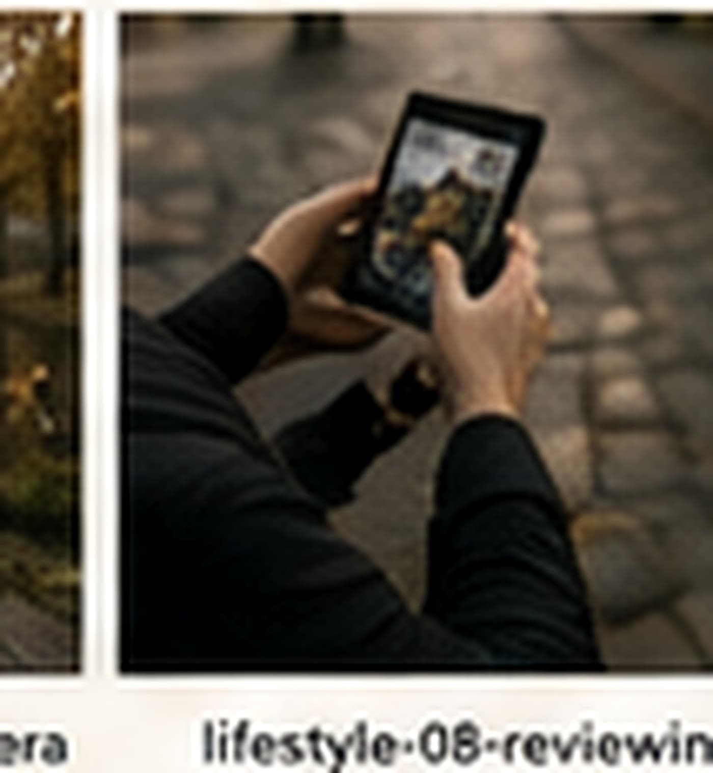 Traveller reviewing a photo on a phone