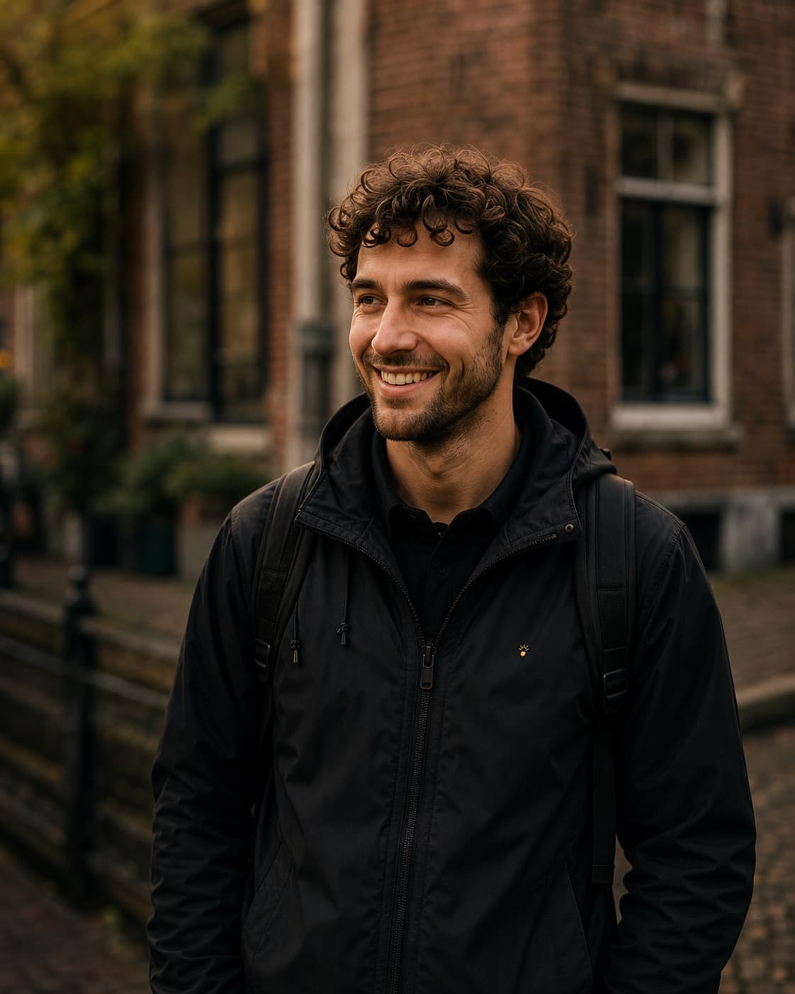 Alex, a Not Just Cheese photography-led guide, holding a camera in Leiden